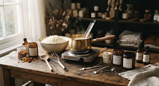 Studio candle making setup